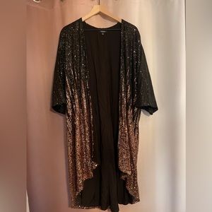 Torrid Hi-Lo Ombré Kimono - Sequin black and gold